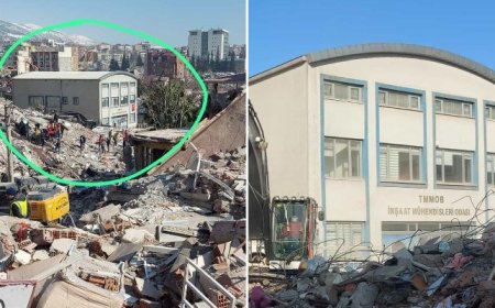 DEPREMİN MERKEZ ÜSSÜ MARAŞ'TAN ÇARPICI FOTOĞRAF: TÜM CEVRESİ YIKILDI , İNŞAAT MÜHENDİSLER ODASI BİNASI AYAKTA KALDI