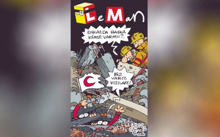 LEMAN DERGİDEN ENKAZ ALTINDA KALAN KIZILAY KARİKATÜRÜ