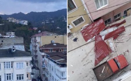RİZE'DE FIRTINA ÇATILARI UÇURDU