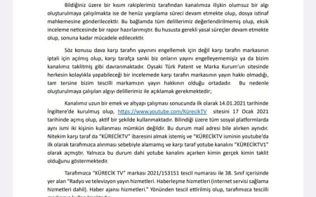 KÜRECİK TV HUKUK DEPARTMANI'NDAN YAPILAN AÇIKLAMA