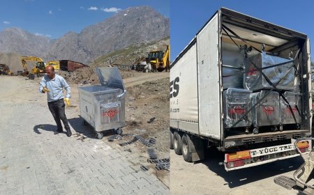 Hakkari belediyesine 80 çöp konteynırı hibe edildi