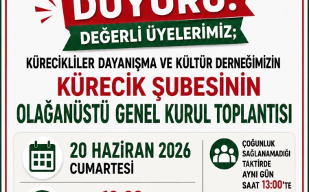 Kürecikliler Derneği Olağanüstü Genel Kurula Gidiyor