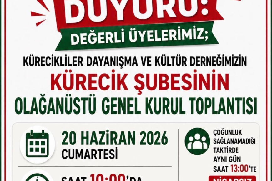 Kürecikliler Derneği Olağanüstü Genel Kurula Gidiyor