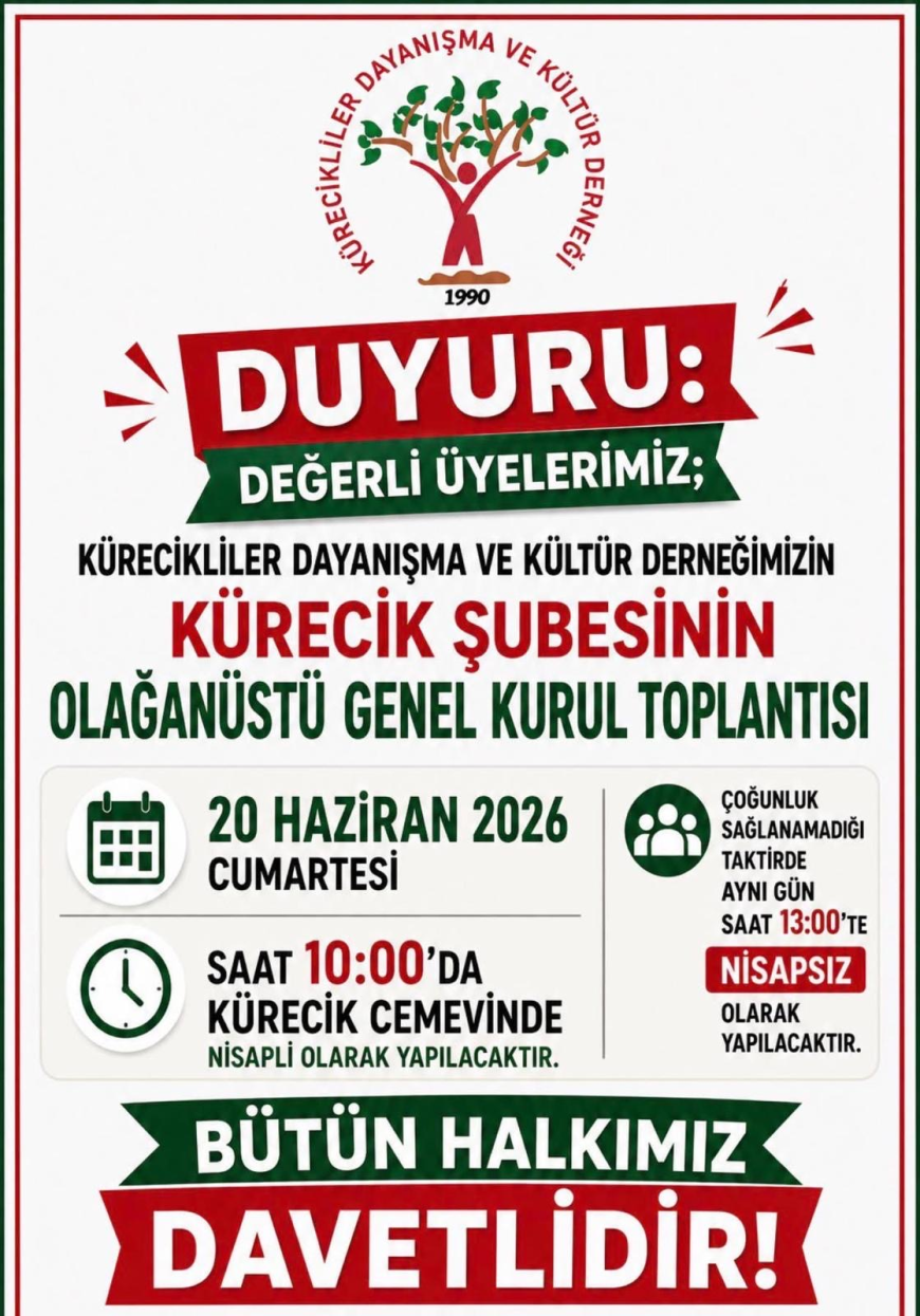 Kürecikliler Derneği Olağanüstü Genel Kurula Gidiyor