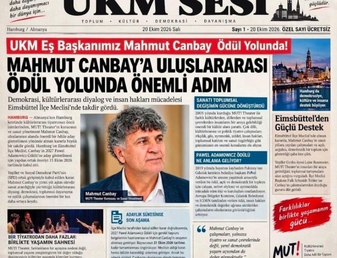 MAHMUT CANBAY’A ULUSLARARASI ÖDÜL YOLUNDA ÖNEMLİ DESTEK HAMBURG’DA SANAT, DEMOKRASİ VE İNSAN HAKLARI MÜCADELESİNE TAKDİR